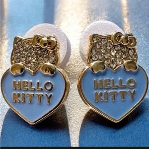 Gold and Blue Heart Fashion Logo Earrings